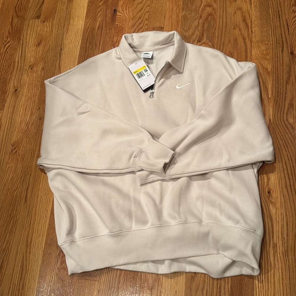Nike Beige Sweatshirt with Zip Collar - Picture 5 of 7